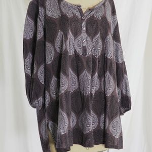 Brown/black/silver cotton LG/XL women's tunic